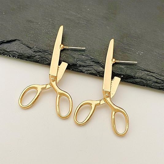 Golden Scissors Earrings for Women and Girls