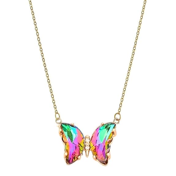 Crystal Butterfly Pendant Necklace