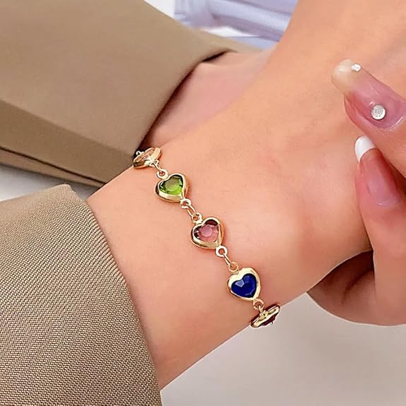 Heart-Shaped Gemstone Bracelet