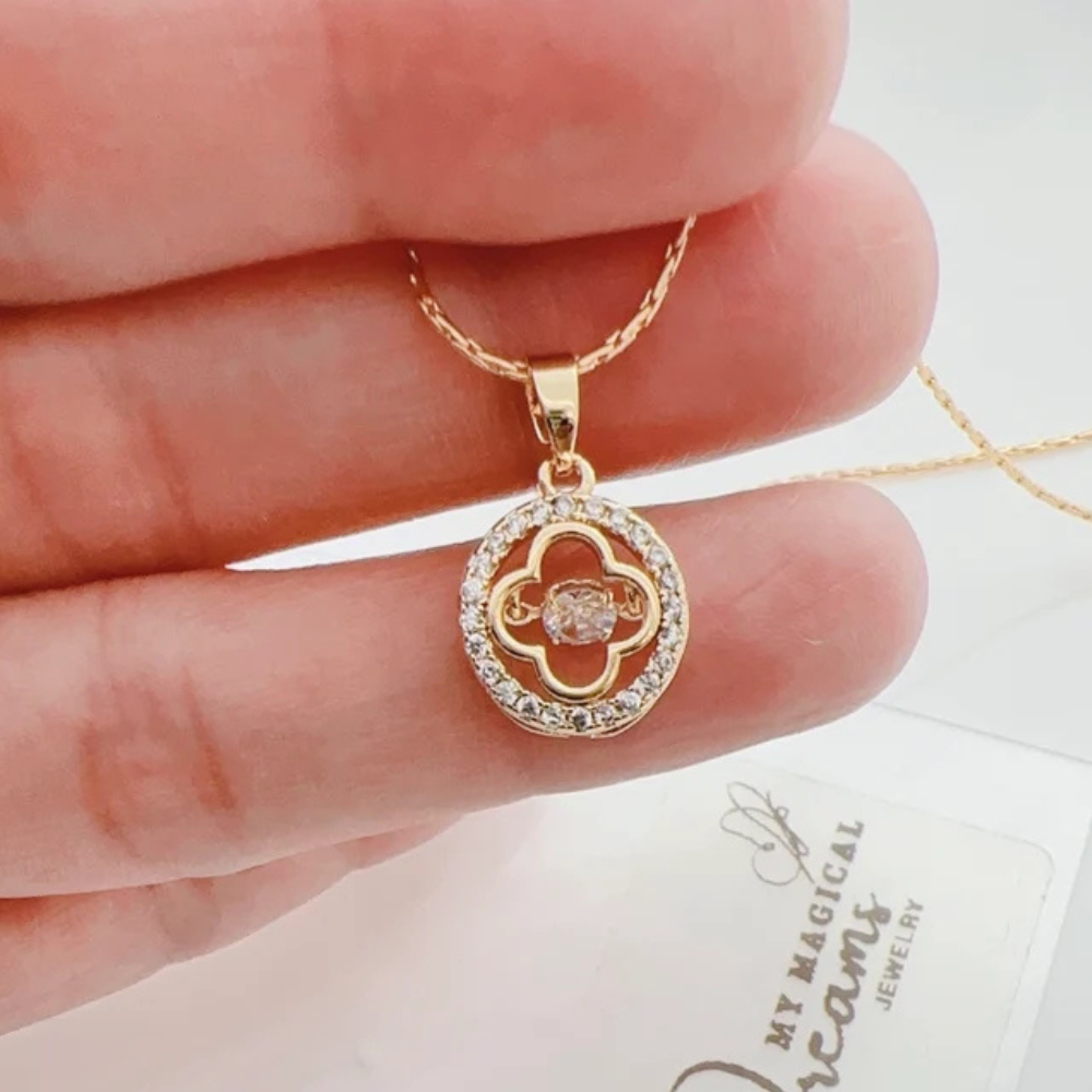 18K Gold Plated Crystal Cute Pendant Necklace for Women & Girls