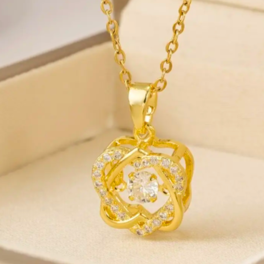 18K Gold Plated Zircon Heart Pendant Necklace