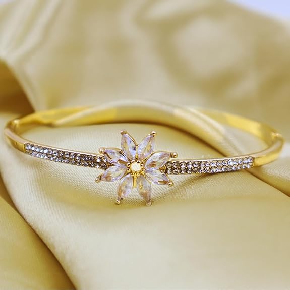 Gold Plated Zircon Floral Bracelet 