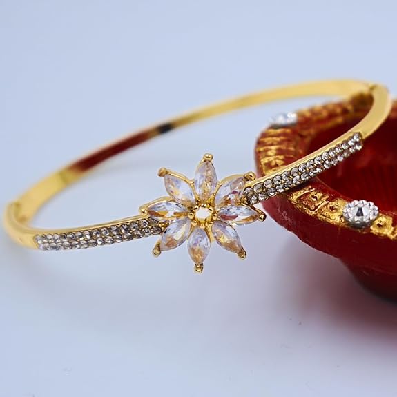 Gold Plated Zircon Floral Bracelet 