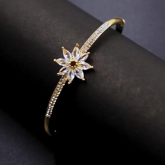 Gold Plated Zircon Floral Bracelet 
