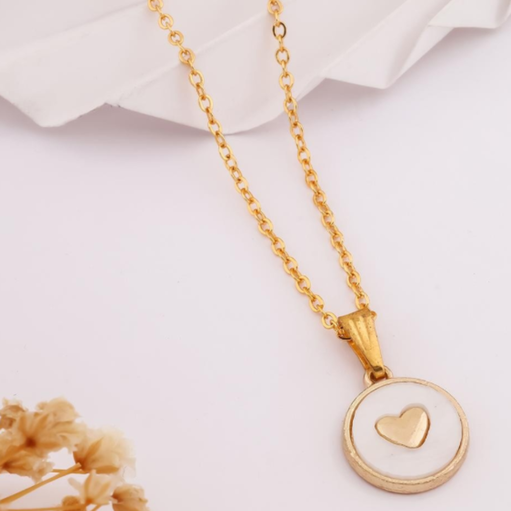 Gold Plated Retro Heart Pendant Necklace