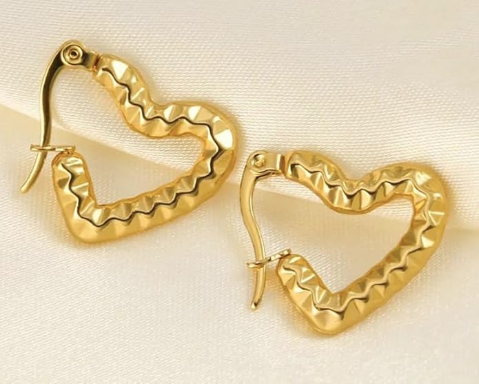 Stylish Trendy Dainty Heart Huggie Hoop Earrings 