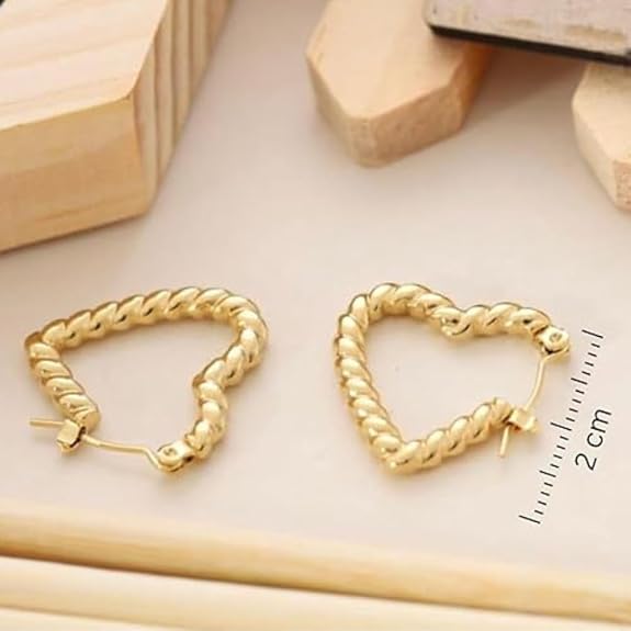 Stylish Trendy Dainty Heart Huggie Hoop Earrings 