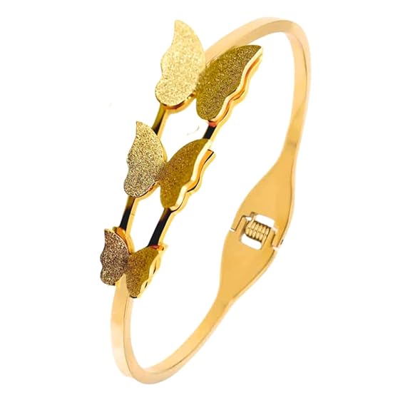 Gold Plated Anti Tarnish Butterfly Bracelet (Free Size)