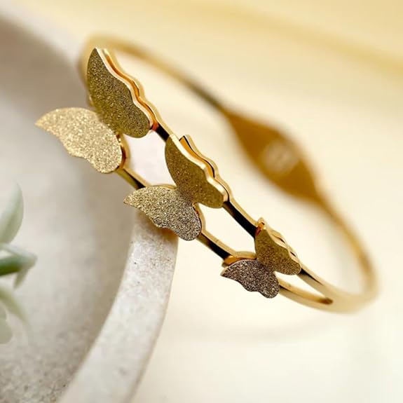 Gold Plated Anti Tarnish Butterfly Bracelet (Free Size)