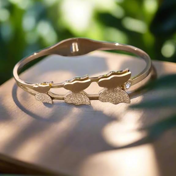 Gold Plated Anti Tarnish Butterfly Bracelet (Free Size)