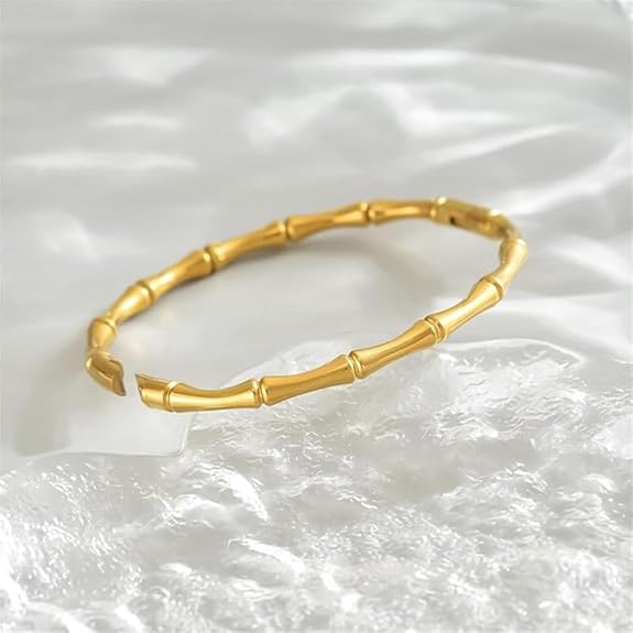Gold Plated Stainless-Steel Bamboo Design Bracelet