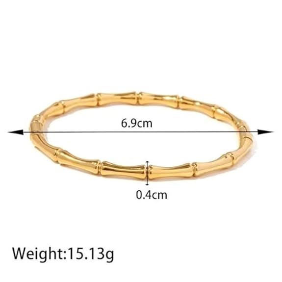 Gold Plated Stainless-Steel Bamboo Design Bracelet