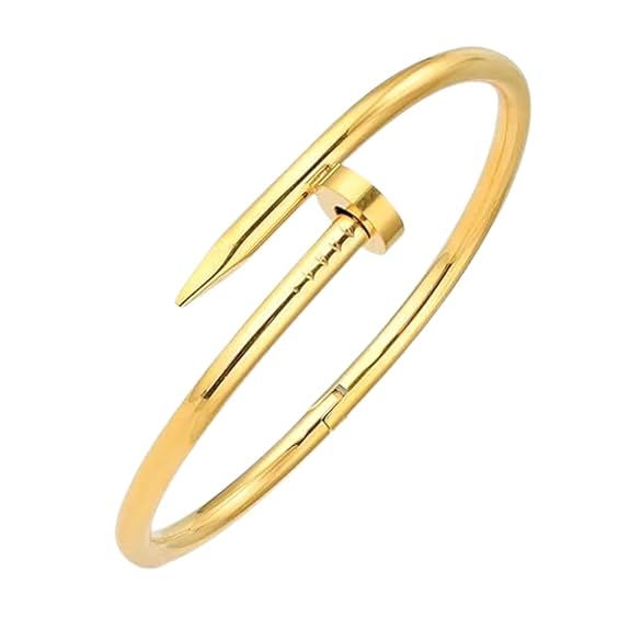 18K Gold Plated Anti-Tarnish Stainless Steel Trendy Nail Cuff Bracelet For Women
