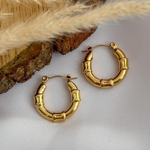Gold Plated Round Minimal Hoops Huggie Earrings