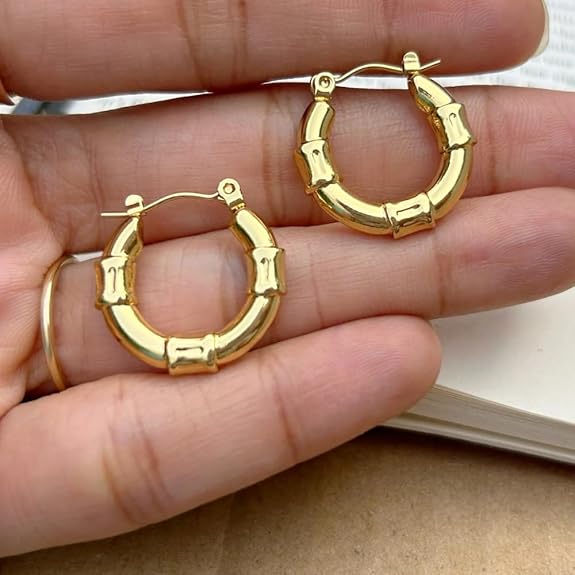 Gold Plated Round Minimal Hoops Huggie Earrings