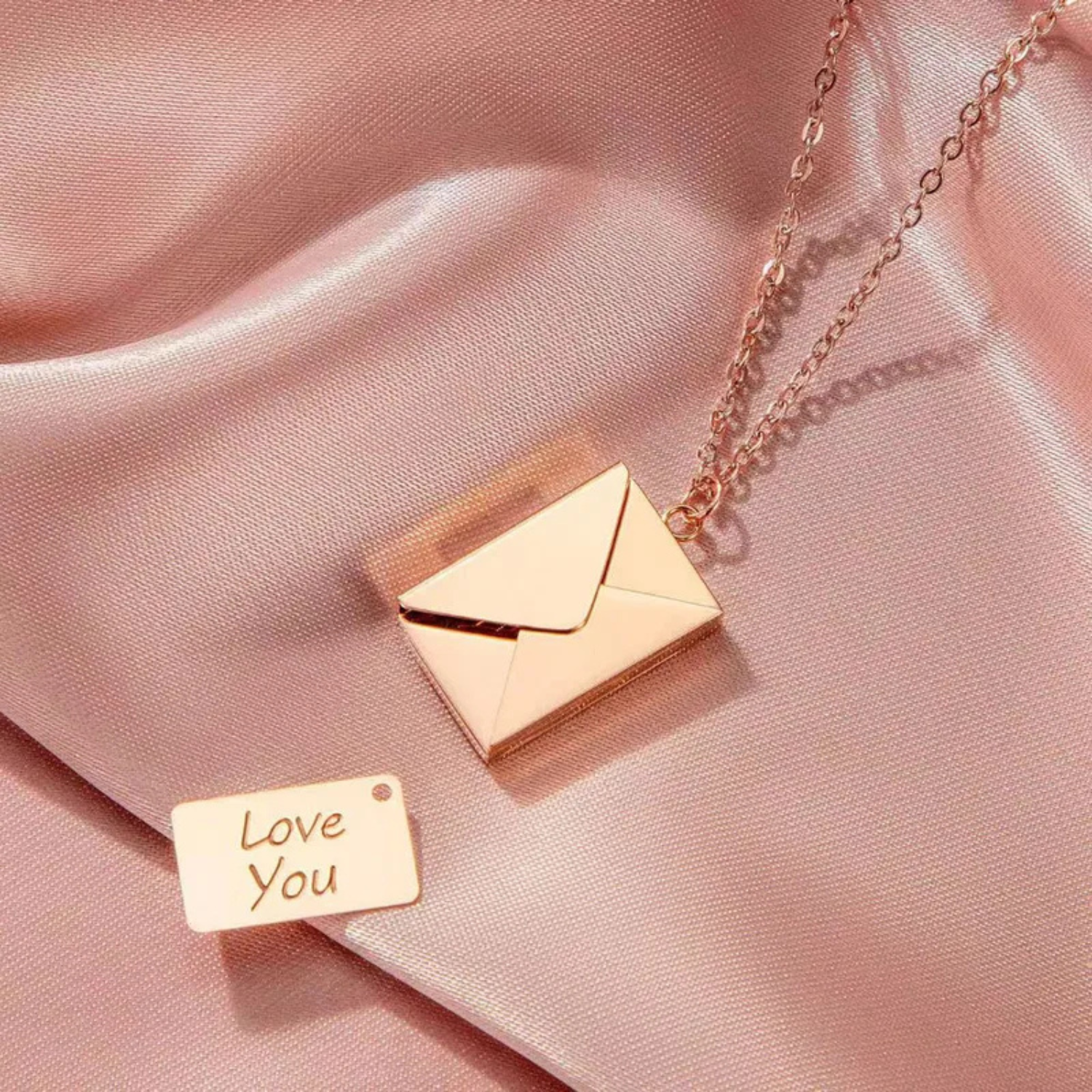 18K Rose Gold Plated Love Letter Pendant Necklace