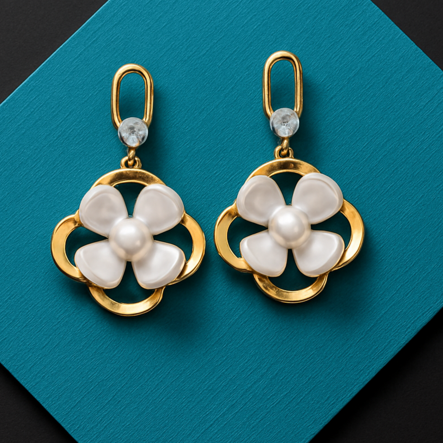 PinkBox Gold Plated Floral Pearl Earrings