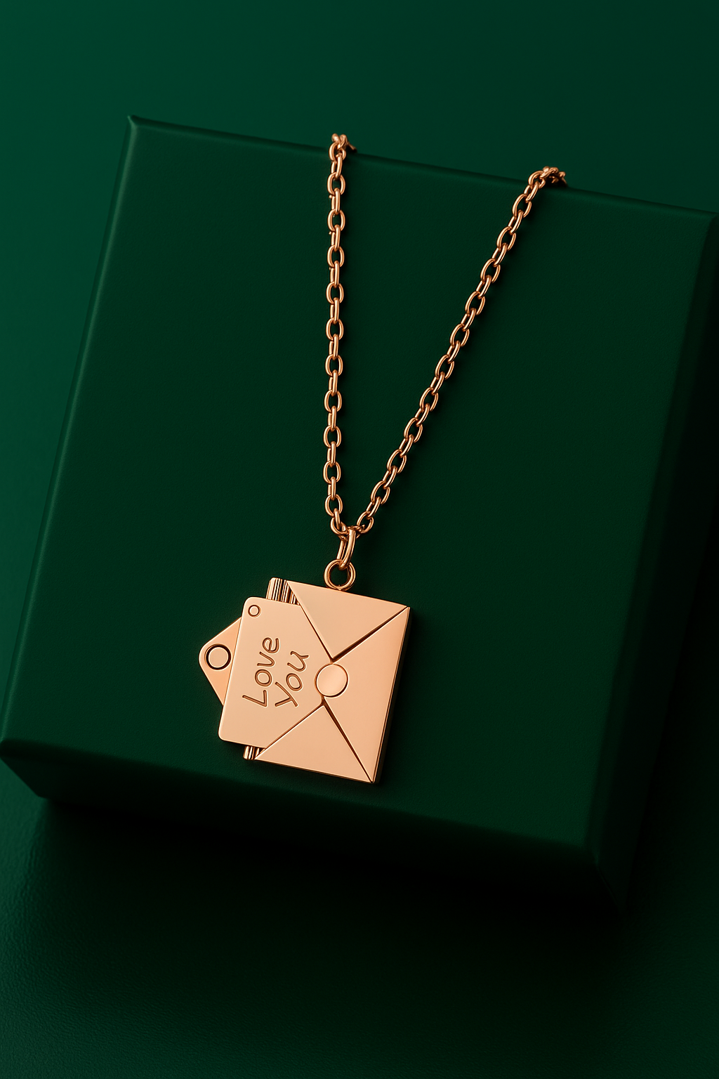 18K Rose Gold Plated Love Letter Pendant Necklace