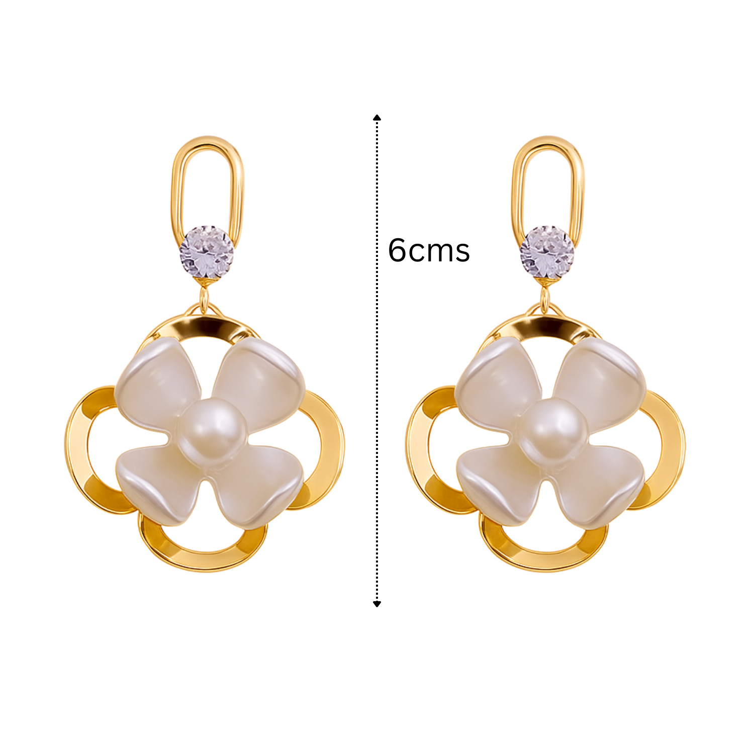 PinkBox Gold Plated Floral Pearl Earrings