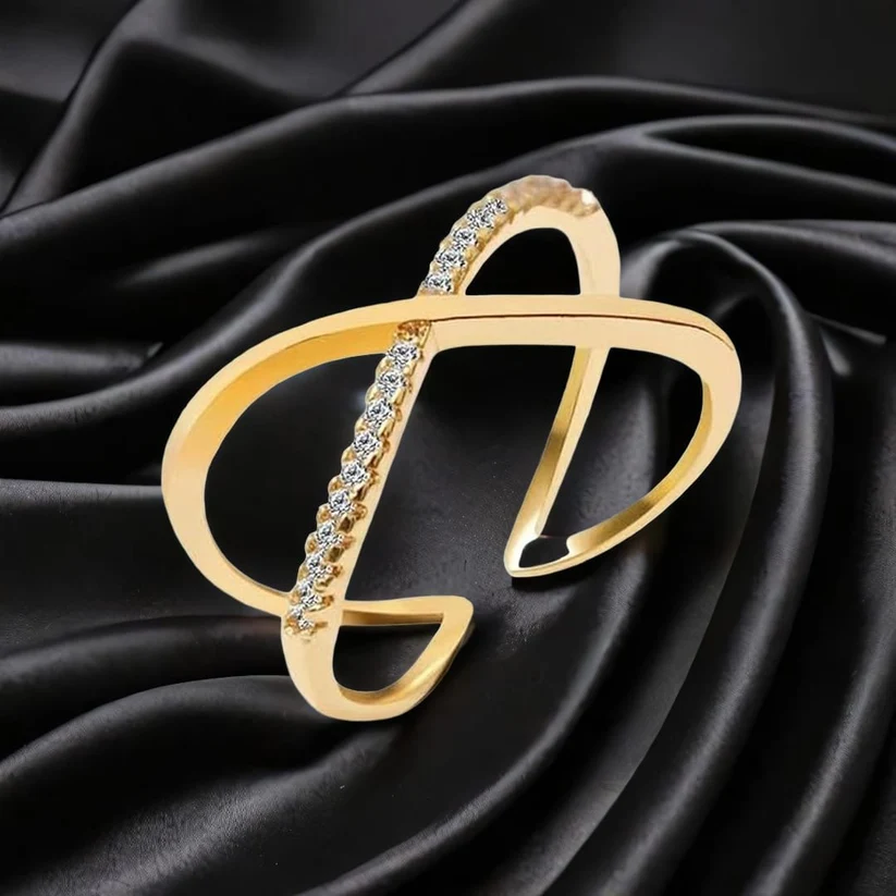 Elegant Gold-Plated X Shaped Infinity Ring