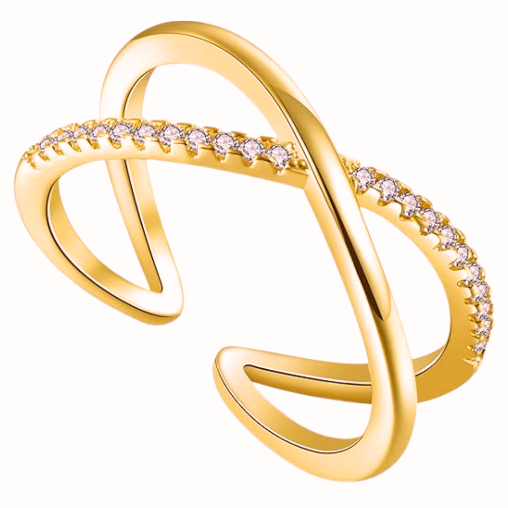 Elegant Gold-Plated X Shaped Infinity Ring