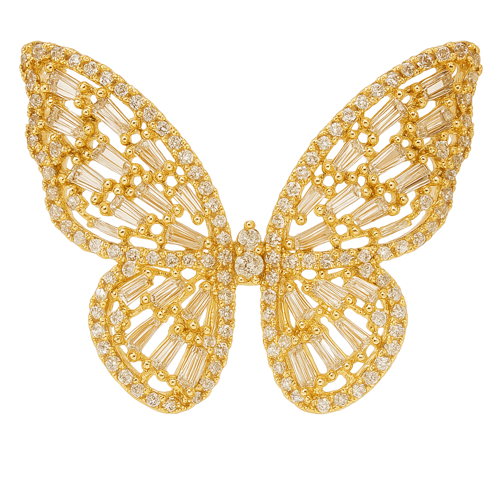 Zircon Studded Gold Butterfly Ring