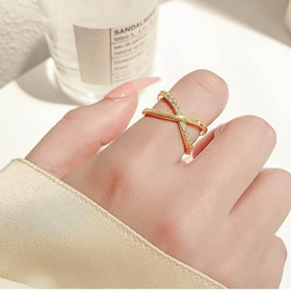 Elegant Gold-Plated X Shaped Infinity Ring