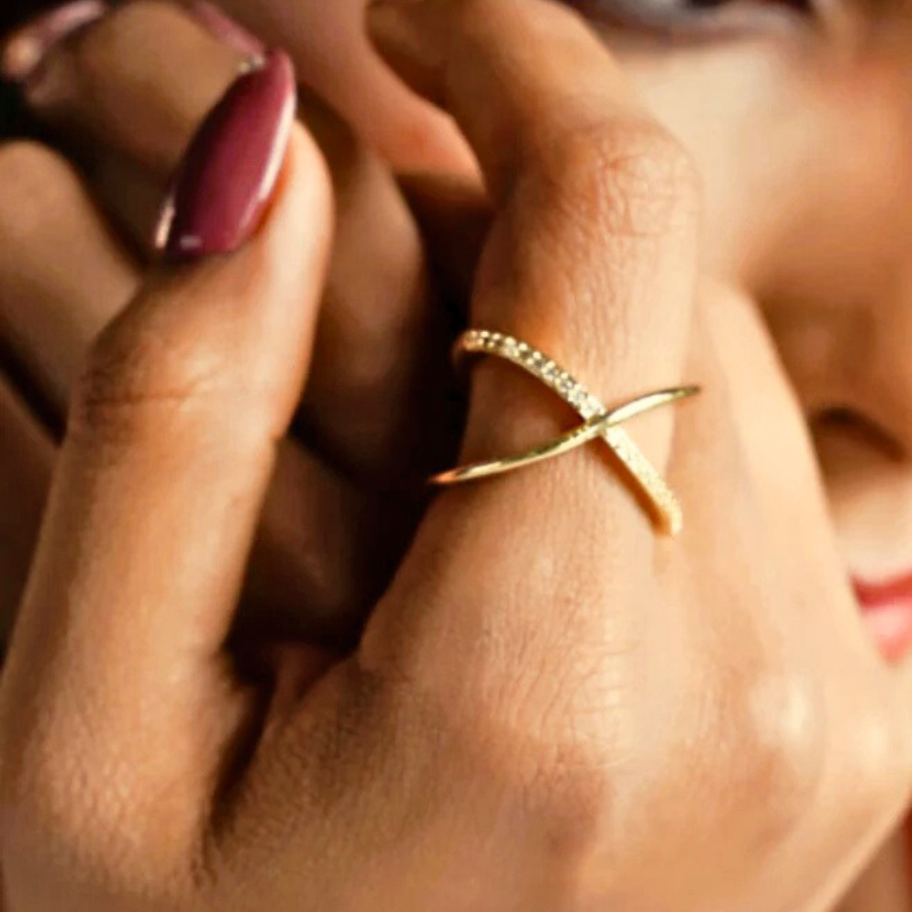 Elegant Gold-Plated X Shaped Infinity Ring