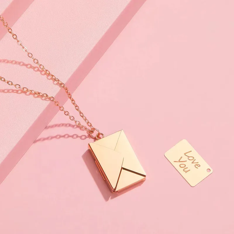 18K Rose Gold Plated Love Letter Pendant Necklace
