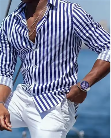 Men's Striped Button-Up Shirt