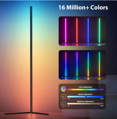 RGB Dream Color Floor Lamp with Music Sync Modern 16 Million Color Changing Standing Mood Light For Bedroom Living Room