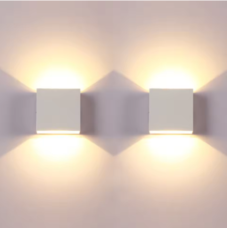 ED Wall Sconces 2Pack 6W Modern Indoor Wall Lamp, White Up Down Wall Mount Lights for Living Room Hallway Bedroom Decor