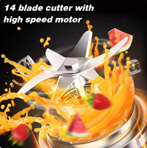 340ml Portable Juicer Juicer Bottle Rechargeable Mini Electric Juicer 1200mAh Juice Extractor 14 Blades for Home Office Travel - Free shipping in the US