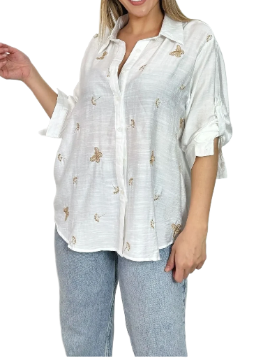 Chemisier blanc avec motifs de papillons