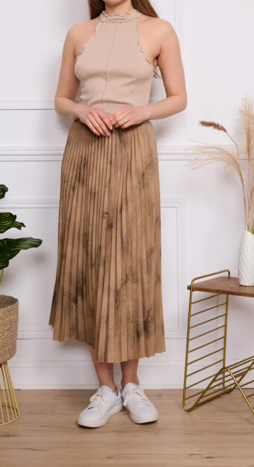 Jupe plissée marron