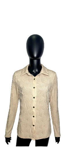 Chemisier beige à motifs géométriques