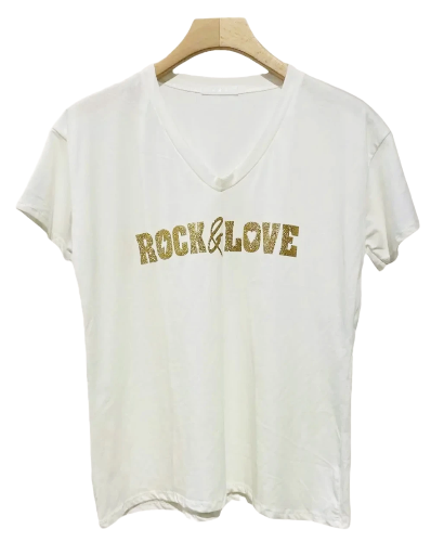 T-shirt blanc 'Rock & Love'