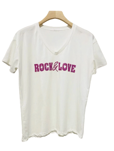 T-shirt blanc 'Rock & Love'