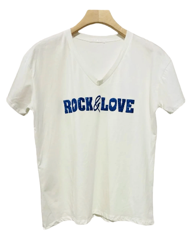 T-shirt blanc 'Rock & Love'