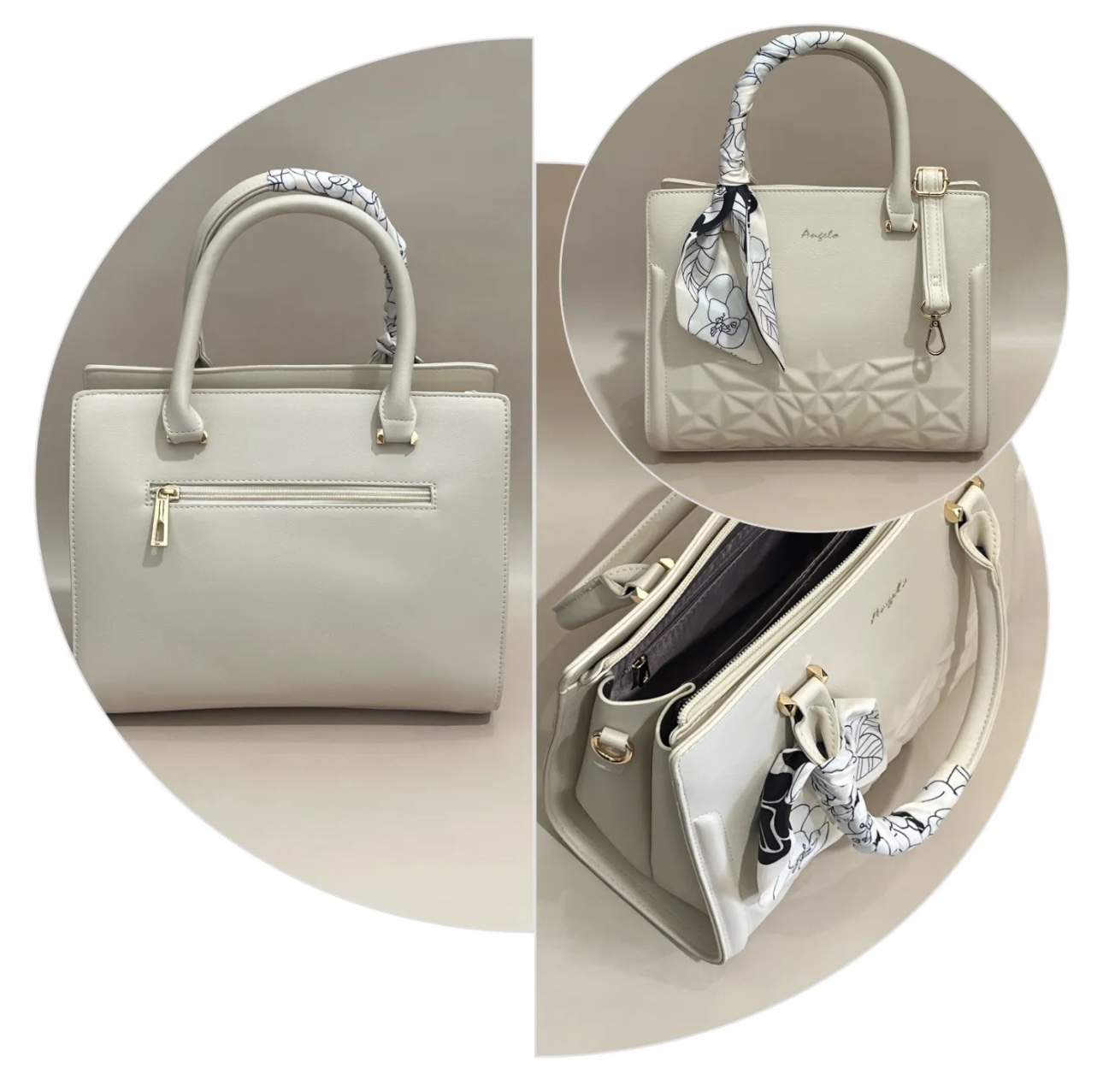 Sac à main élégant en cuir beige