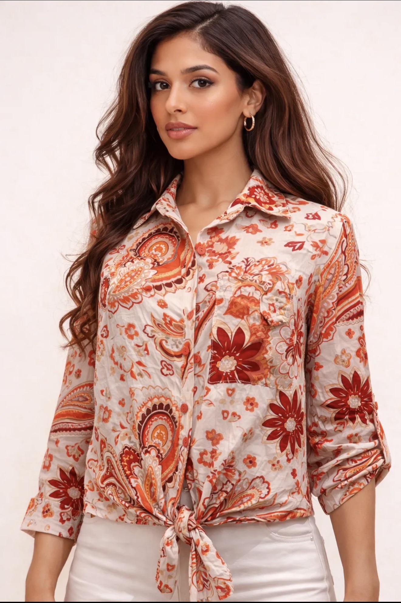 Chemise imprimée à nouer