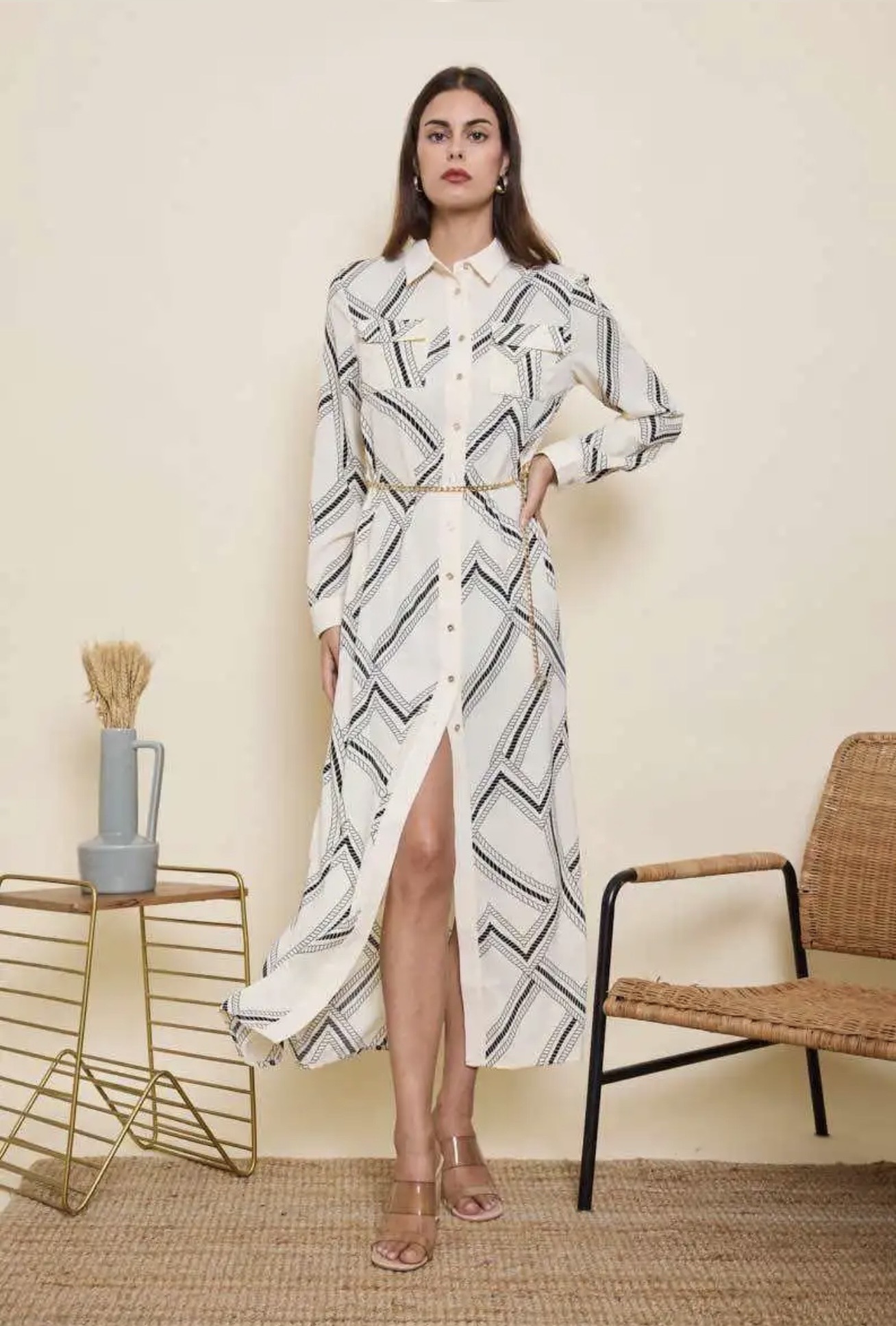 Robe chemise longue imprimée