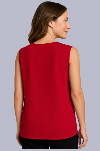 Top col V sans manches 