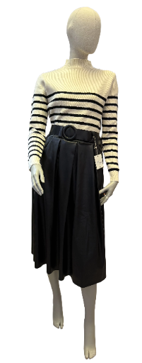 Jupe midi marron en similicuir