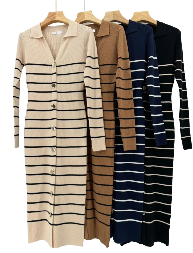 Robe longue à rayures