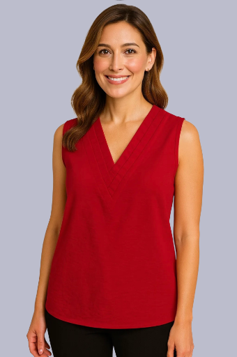 Top col V sans manches 