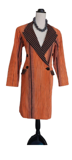 Manteau vintage rayé orange