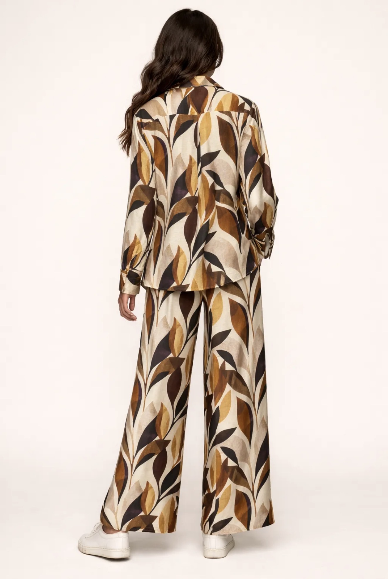 Ensemble pantalon large imprimé feuillage