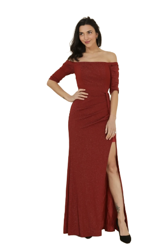 Robe longue élégante bordeaux