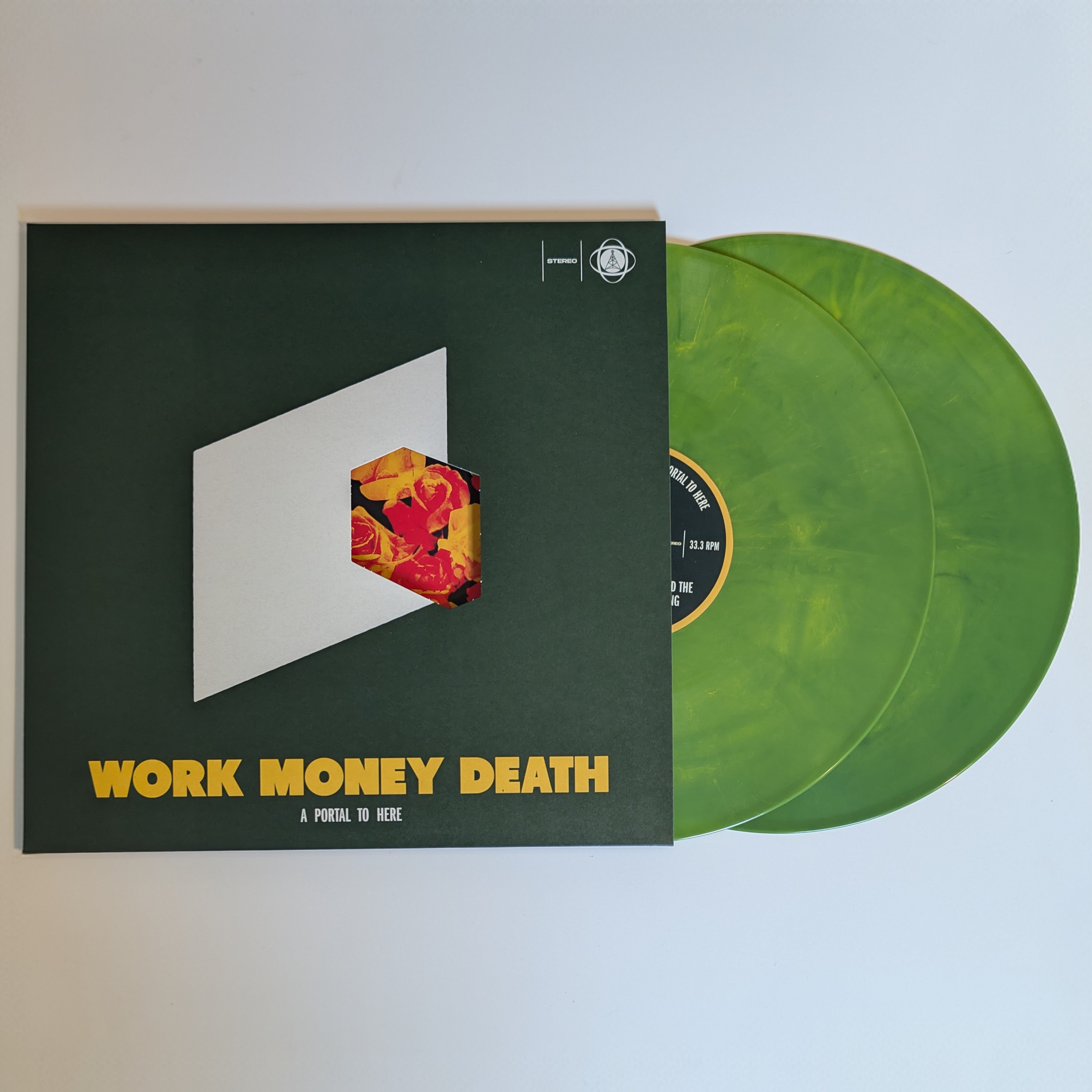 Work Money Death - A Portal To Here Limited Die-Cut 2 x Green marbled LP